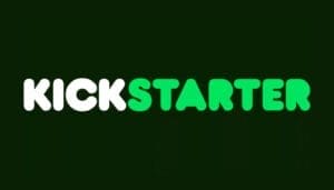 Kickstarter logo on a black background.