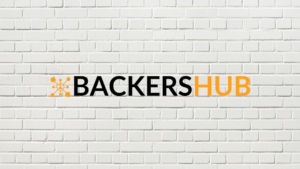 Backers hub logo displayed on a brick wall with a review of the best video organizer software.