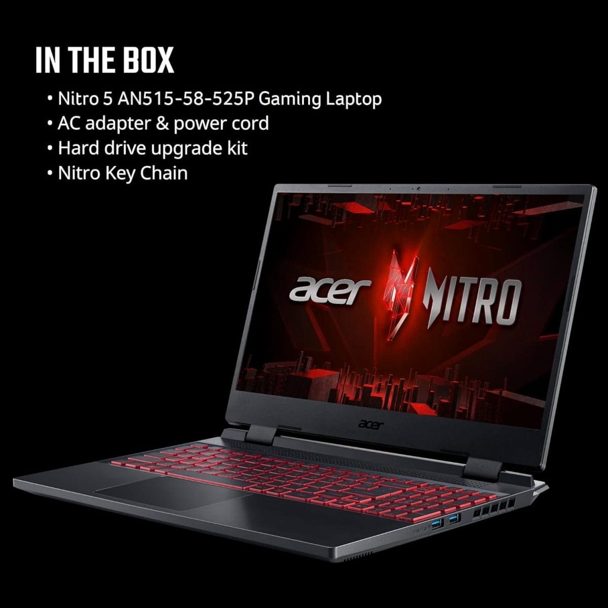 Acer Nitro 5 AN515-58-525P Gaming Laptop |Core i5-12500H | NVIDIA GeForce RTX 3050 Laptop GPU | 15.6 FHD 144Hz IPS Display | 8GB DDR4 | 512GB PCIe Gen 4 SSD | Killer Wi-Fi 6 | Backlit Keyboard, Black