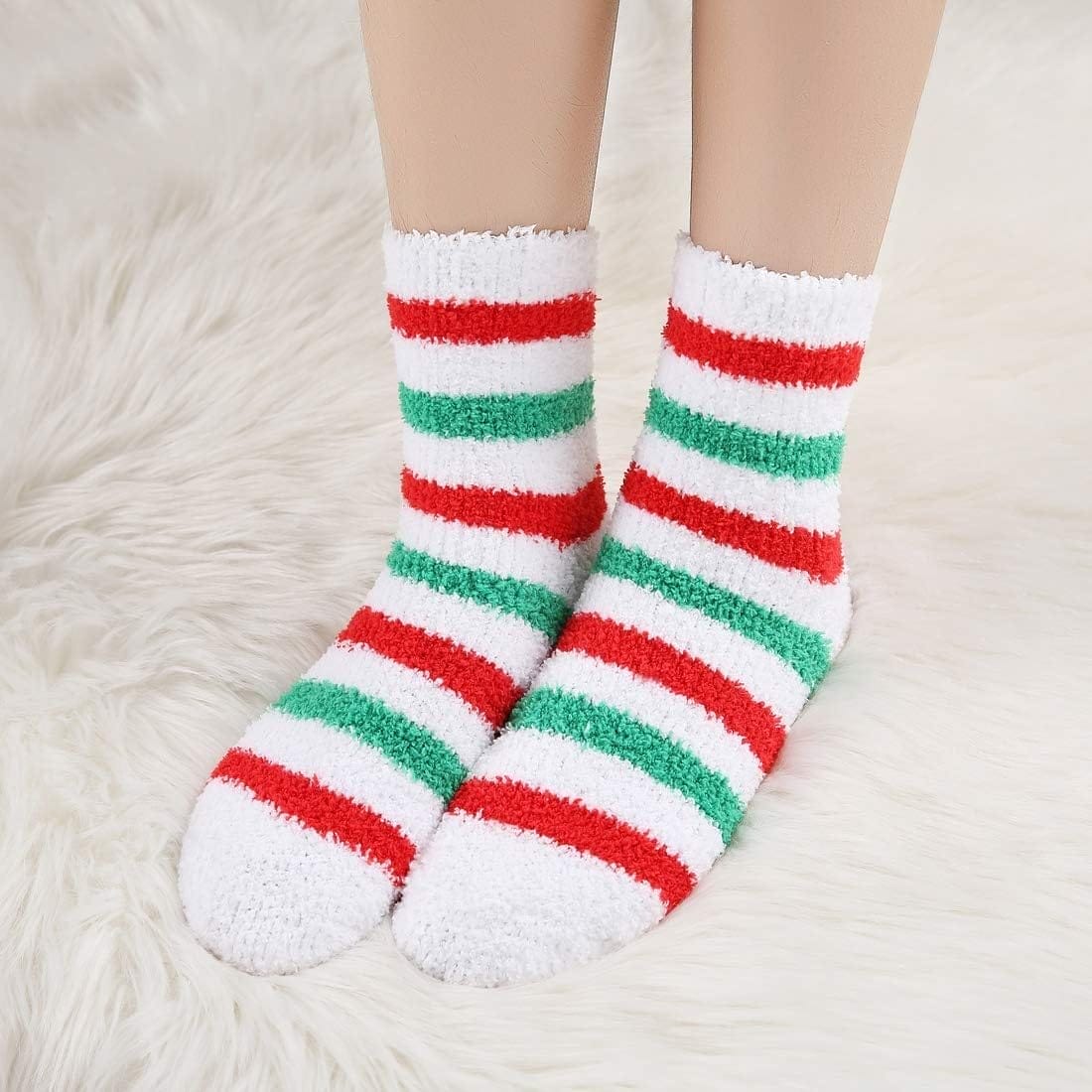Aivanart Fuzzy Socks for Women,6 Pairs Soft Fluffy Cozy Slipper Socks,Comfy Warm Winter Sleep Plush Bed Socks for Valentines Day Gifts