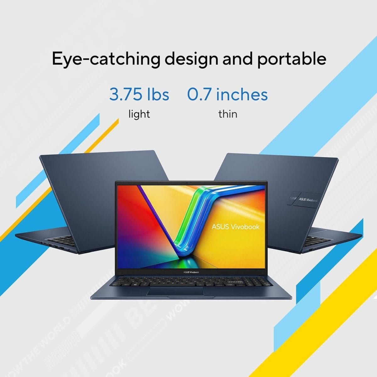 ASUS Vivobook 15 Laptop, 15.6” FHD (1920 x 1080) Display, Intel Core i3-1215U CPU, Intel UHD Graphics, 8GB RAM, 128GB SSD, Windows 11 Home in S Mode, Quiet Blue, F1504ZA-AS34