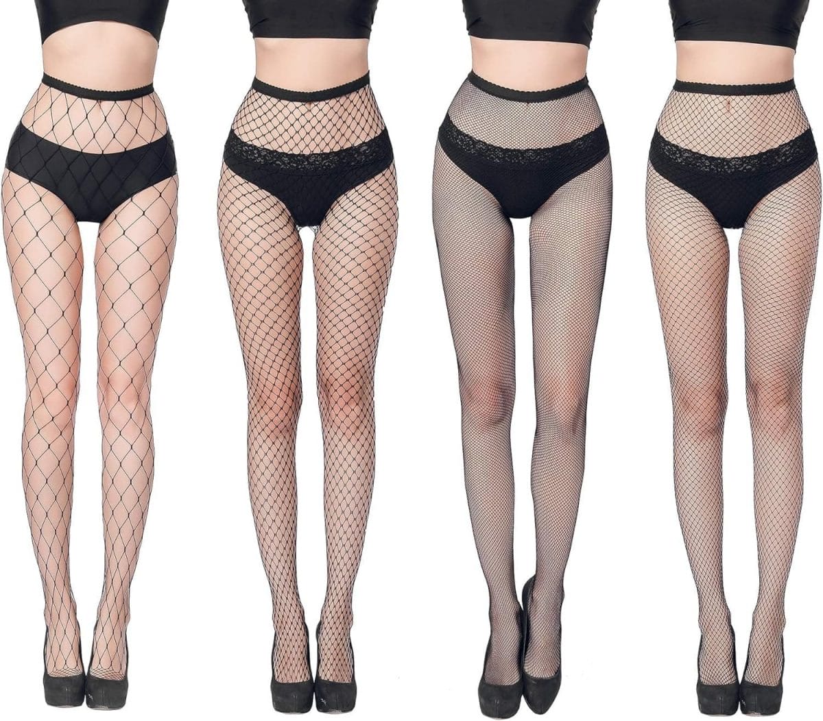 GARTOL High Waisted Fishnet Tights Stockings Women, High Waist Fishnets Sheer Pantyhose (One Size)