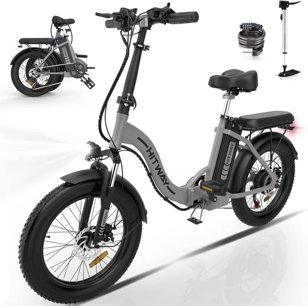 HITWAY Electric Bike for Adults, 20 Fat Tire E Bike 750W 20MPH Removable Folding Electric Bike, 48V/14Ah Battery 55-120KM, Mountain Bike Snow Beach Bicycle with 7 Gears