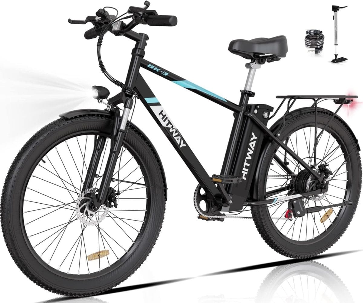 HITWAY Electric Bike for Adults, 750W/48V/14Ah Ebike with Removable Battery, 20MPH/35-75Miles Electric Bicycle with 26×3.0 Fat Tire, Mountain E Bike for Men Women, 7-Speed Transmission, IP54