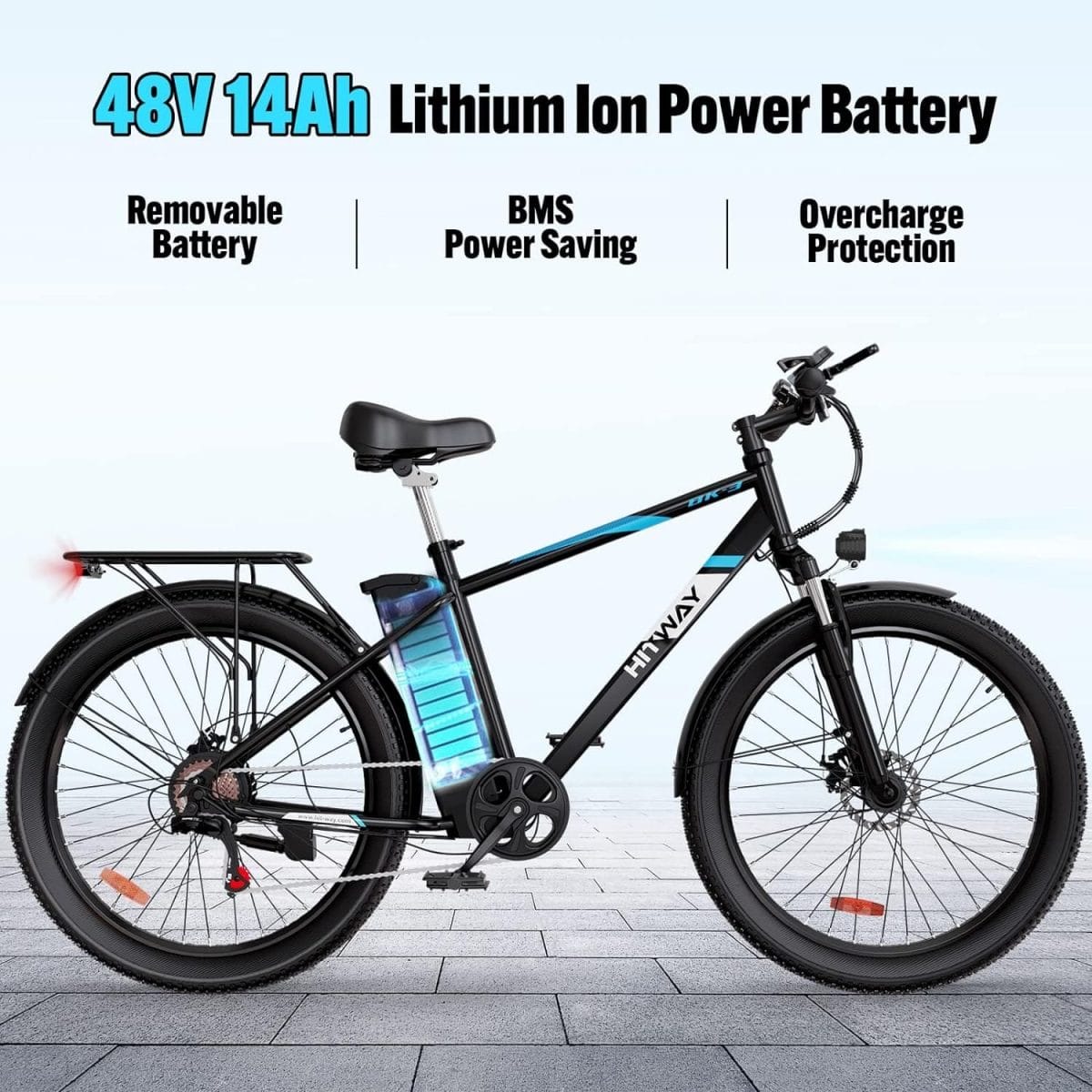 HITWAY Electric Bike for Adults, 750W/48V/14Ah Ebike with Removable Battery, 20MPH/35-75Miles Electric Bicycle with 26×3.0 Fat Tire, Mountain E Bike for Men Women, 7-Speed Transmission, IP54