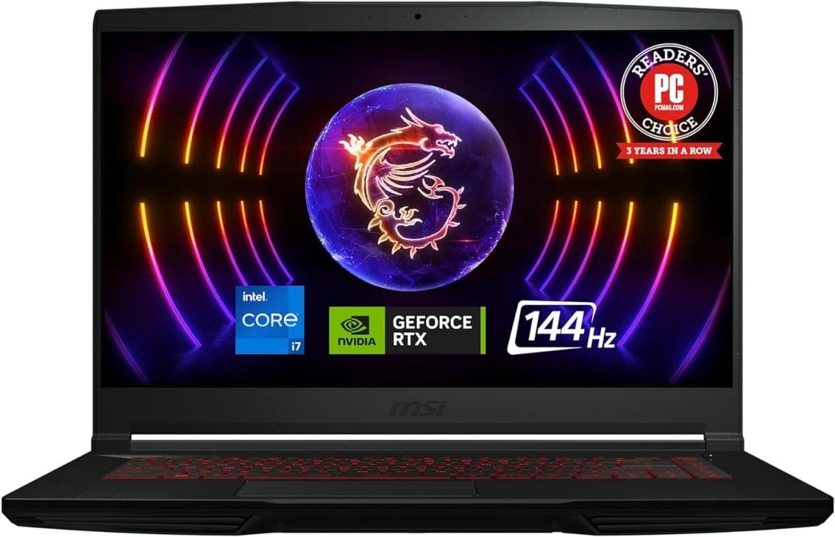 MSI Thin GF63 15.6 144Hz Gaming Laptop: 12th Gen Intel Core i7, NVIDIA GeForce RTX 4050, 16GB DDR4, 512GB NVMe SSD, Type-C, Cooler Boost 5, Win11 Home: Black 12VE-066US