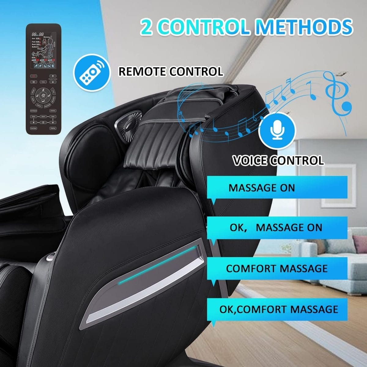 RelaxRelife Massage Chair, Full Body Massage Chairs with Zero Gravity AI Voice Control Intelligent Body Scan Detection SL Track Foot Massage 3D Massage Recliner Bluetooth Speaker Airbags Black