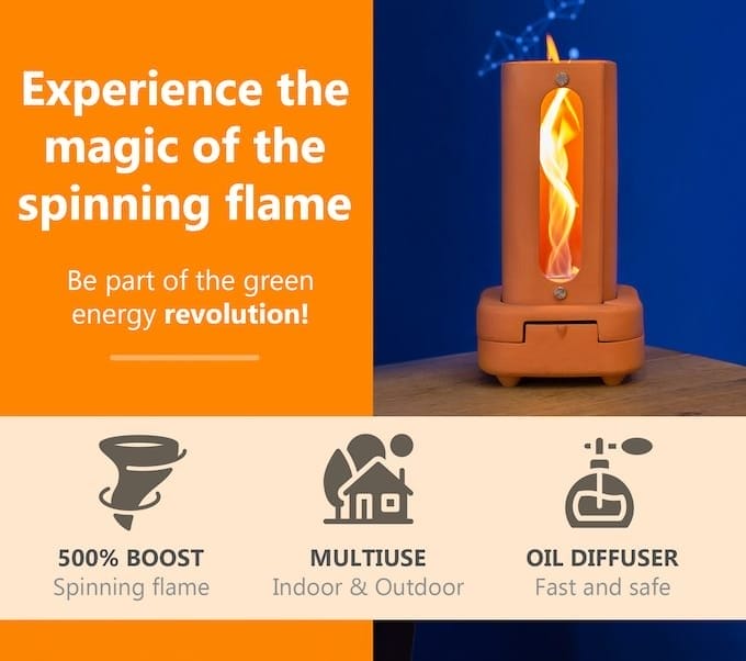 Experience the mesmerizing magic of the spinning flame as it creates a captivating tornado of heat.