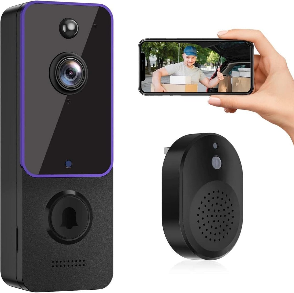 Tuck SHARKPOP Doorbell Camera Wireless, WiFi Video Doorbell, Free Ring Chime Included, Indoor/Outdoor Surveillance with Smart Human Detection, 2-Way Audio, Night Vision, Cloud Storage, Live View
