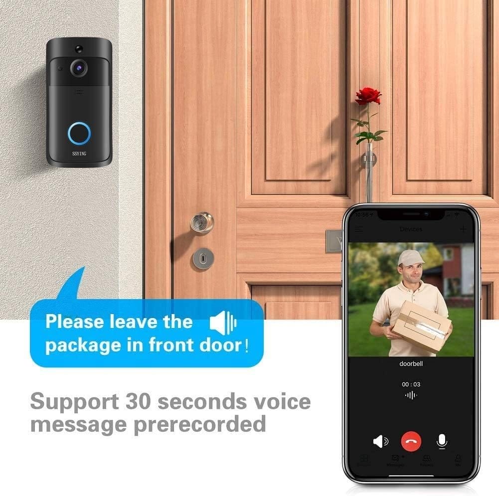 Video Doorbell Camera HD WiFi Doorbell Wireless Operated Motion Detector Audio  Speaker Night Vision for iOSAndroid