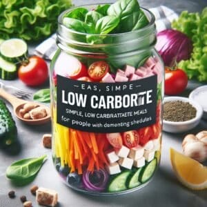 A jar of vegetables with the word low carbohydrate.