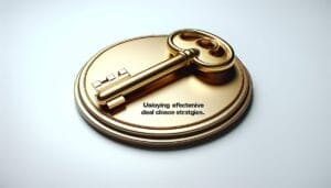 A golden key on a white background.