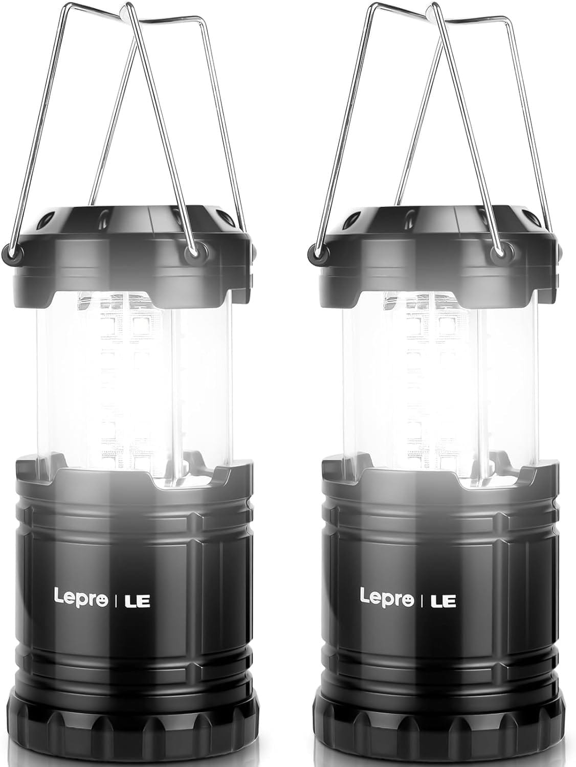 Lepro LED Camping Lanterns Battery Powered, Collapsible, IPX4 Water Resistant, Outdoor Portable Lights for Emergency, Hurricane, Storms and Outages