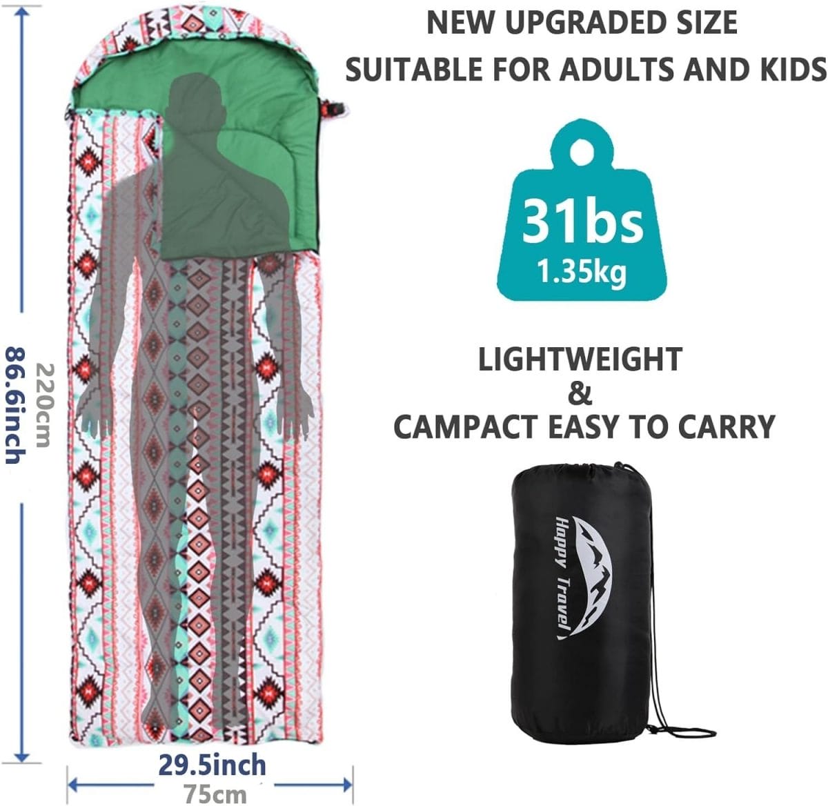 Sleeping Bags for Adults Kids Boys Girls, Warm Cold Weather Spring, Summer, Fall, Winter Lightweight Compact for Backpacking Hiking, Outdoor Waterproof Camping Essentials Gear Must Haves