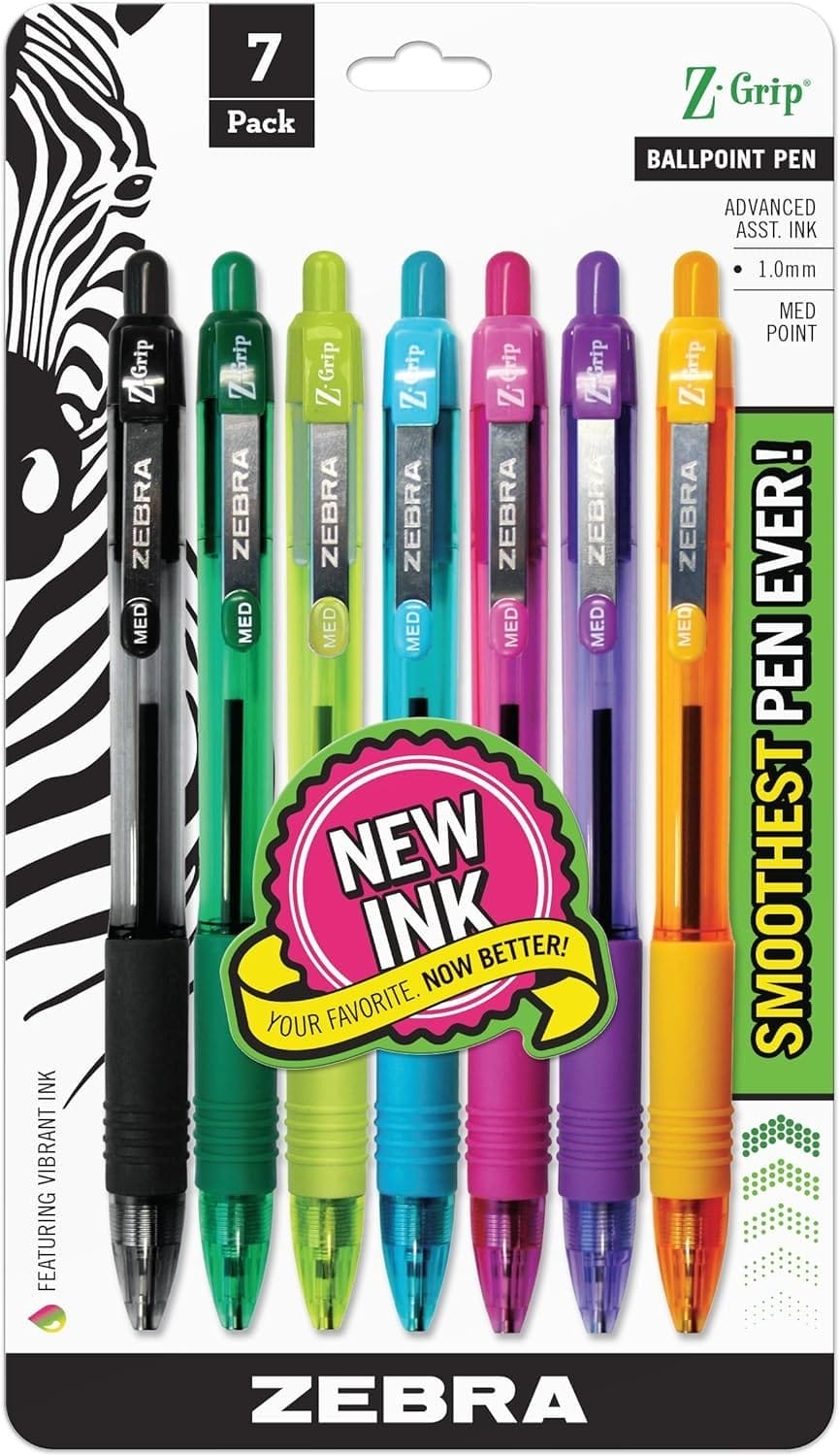 Zebra(R) Z-Grip(TM) Retractable Ballpoint Pens, 1.0 mm, Medium Point, Clear Barrel, Black Ink, Pack Of 24, 12221